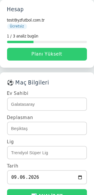 Maç bilgileri giriş formu